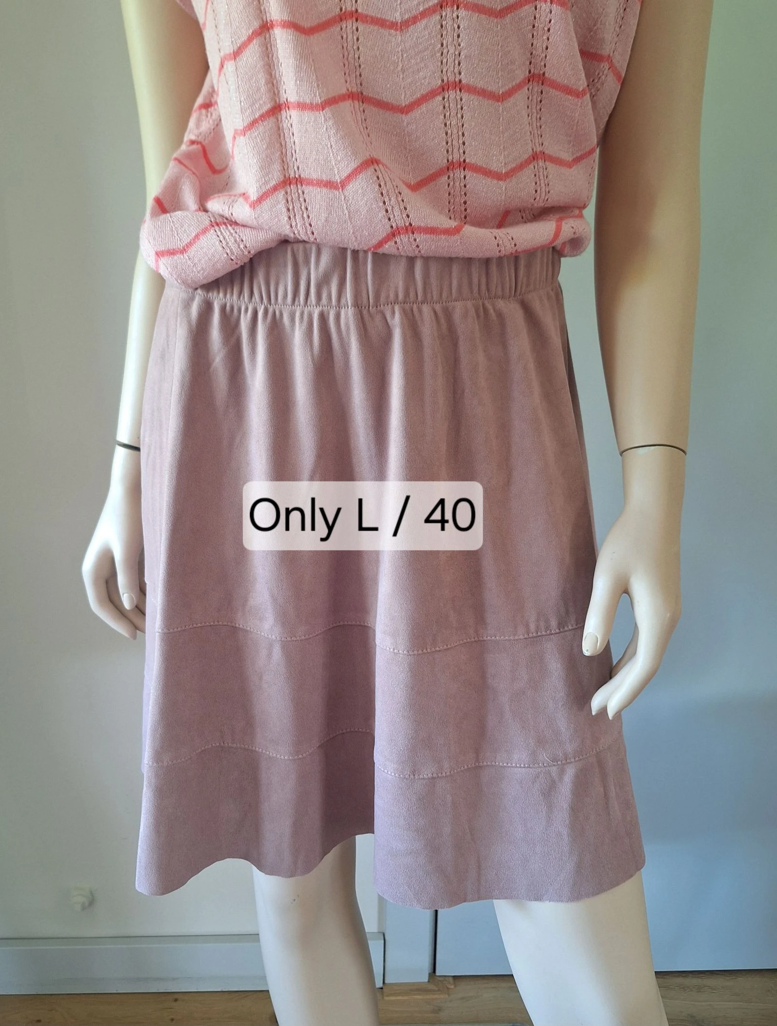 Only suèdine rokje lichtroze maat L/40